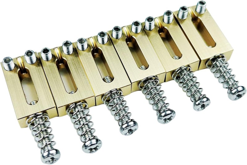 Kaynes 6PCS 10.5mm Guitar Bridge Saddles – Brass Tremolo Bridges Saddle for Fender Telecaster Tele TL Stratocaster Strat ST Style Electric Guitar Replacement (10.5MM) - Image 4